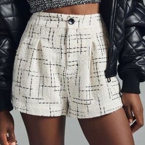 Anthropologie Maeve White Black Tweed Shorts